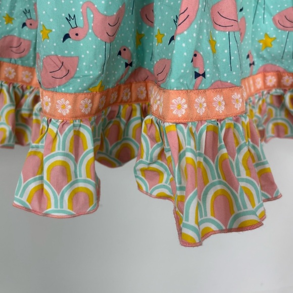Wild Flowers Striped Flamingo Print Dress Size 6 - Picture 3 of 5